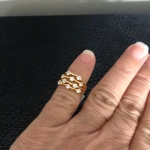 Lia Sofia Gold color ring with 10 beautiful clear Stones.